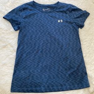 NWOT Under Armour Womens Loose Heat gear Blue/White Tee (M)